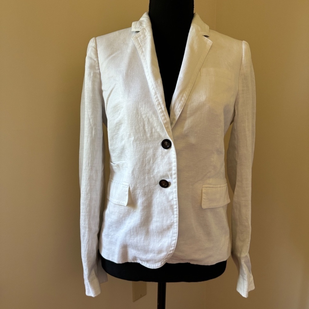 **J. CREW* White Long Sleeve Button Down Blazer Suit Jacket Size 6